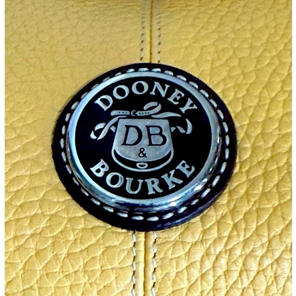 Authentic Dooney & Bourke Yellow Brown Leather Shoulder Hobo Bag - Picture 12 of 13